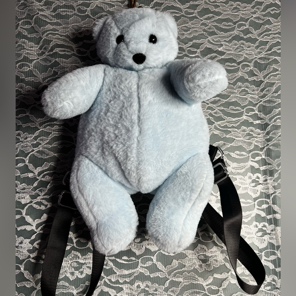 Dolls Kill Delia’s Light Pastel Blue Teddy Bear Plush Backpack Purse